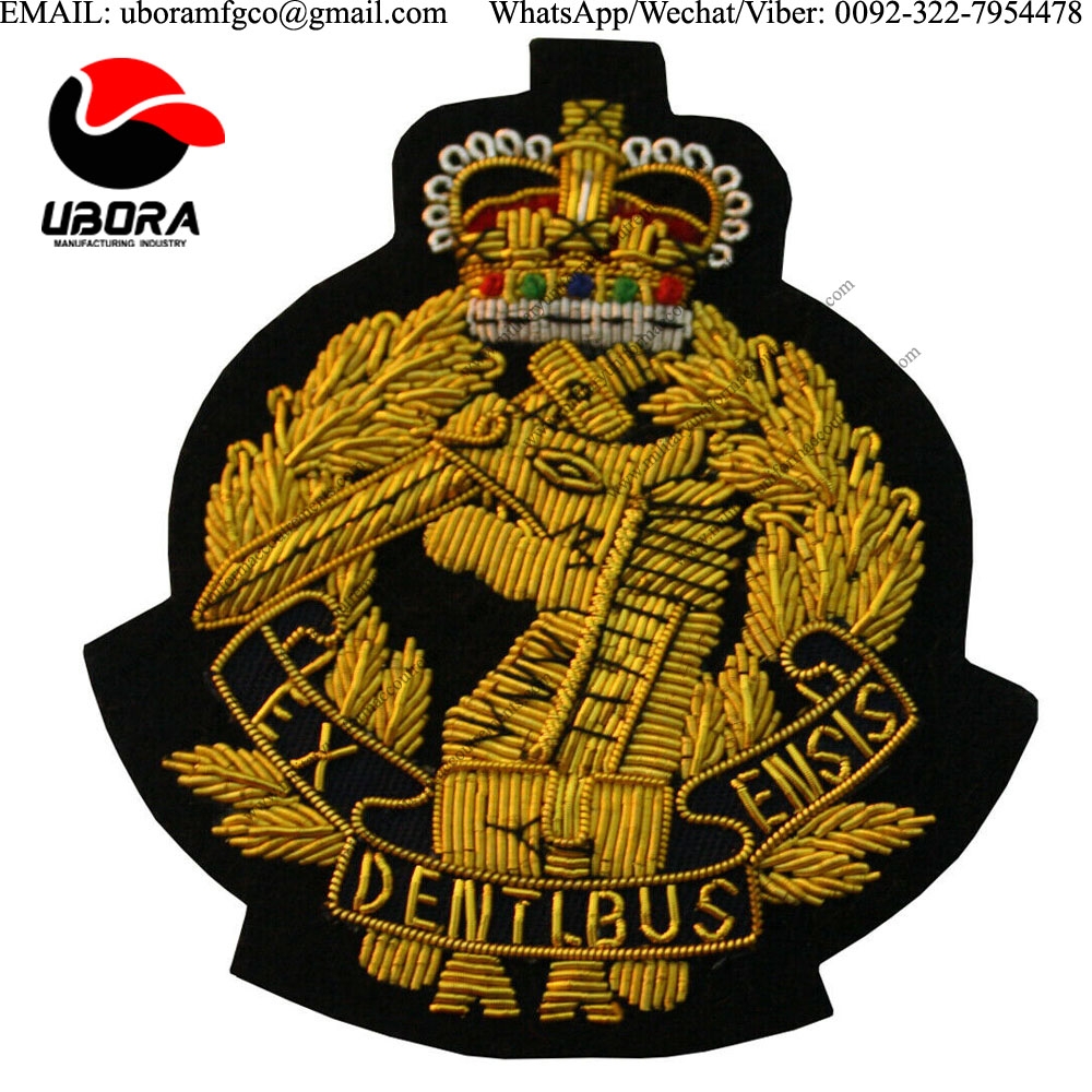HandMade EmbroiderRoyal Army Dental Corps Wire RADC Ex Denti-Bus Ensis Gold&Black Patch Badge badges